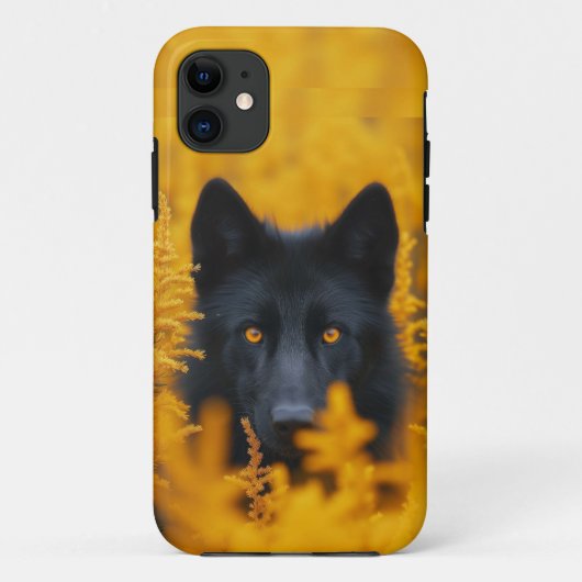 Zwarte hond met prachtige gouden ogen Case-Mate iPhone case (Achterkant)