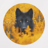 Zwarte hond met prachtige gouden ogen labels (Design 2)