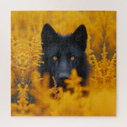 Zwarte hond met prachtige gouden ogen legpuzzel (Verticaal)
