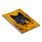 Zwarte hond met prachtige gouden ogen notitieboek (Rechterzijde)