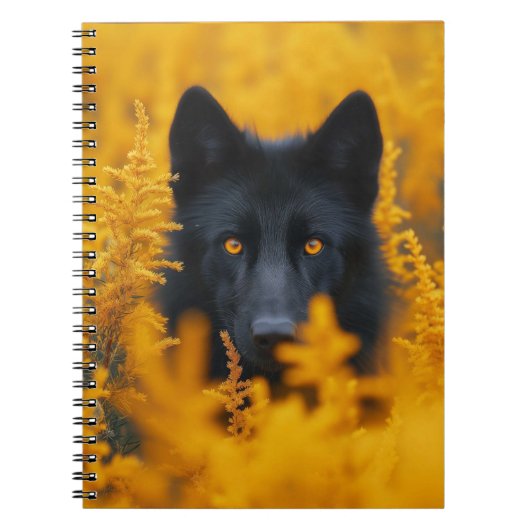 Zwarte hond met prachtige gouden ogen notitieboek (Voorkant)