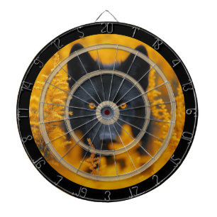 Zwarte hond met prachtige gouden ogen regulatie dartbord