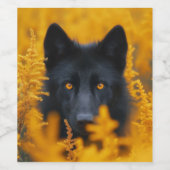 Zwarte hond met prachtige gouden ogen wijn etiket (Enkel label)