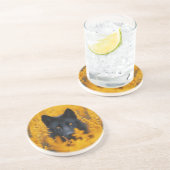 Zwarte hond met prachtige gouden ogen zandsteen onderzetter (Zijkant)