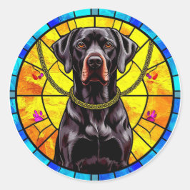 🐕 Zwarte Hond Mozaïek Kunst Stout Geometrisch Hon Ronde Sticker