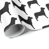 Zwarte Hond op Wit Cadeaupapier (Rol Hoek)