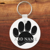 Zwarte Hond Pawprint Hand Getrokken Aangepaste Naa Sleutelhanger (Achterkant)