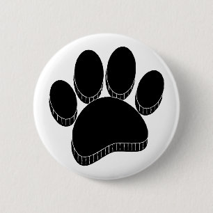 Zwarte Hond Pawprint Hand getrokken Custom Ronde Button 5,7 Cm