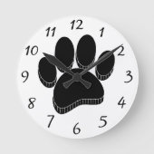 Zwarte Hond Pawprint Hand getrokken Custom Ronde Klok (Voorkant)