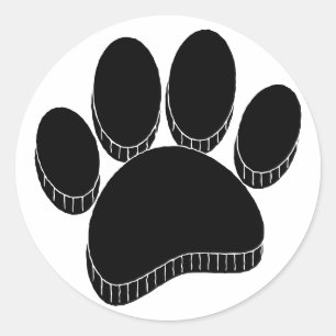 Zwarte Hond Pawprint Hand getrokken Custom Ronde Sticker