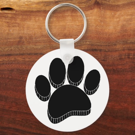 Zwarte Hond Pawprint Hand getrokken Custom Sleutelhanger (Achterkant)