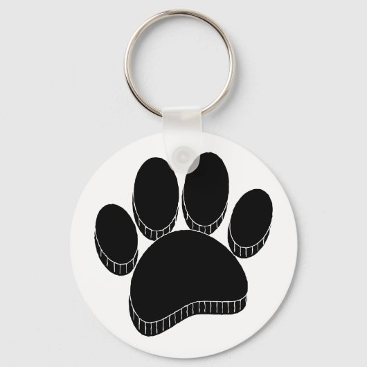 Zwarte Hond Pawprint Hand getrokken Custom Sleutelhanger (Achterkant)