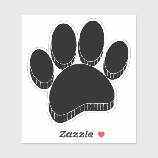 Zwarte Hond Pawprint Hand getrokken Custom Sticker (Vel)