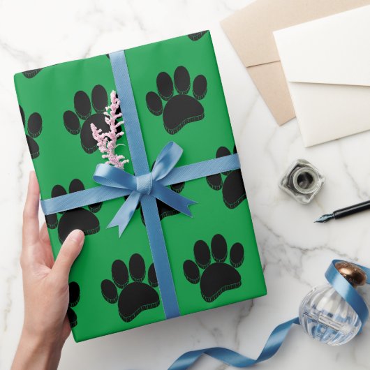 Zwarte Hond Poot Print Hand getrokken Custom Cadeaupapier (Geschenken)