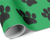 Zwarte Hond Poot Print Hand getrokken Custom Cadeaupapier (Rol Hoek)