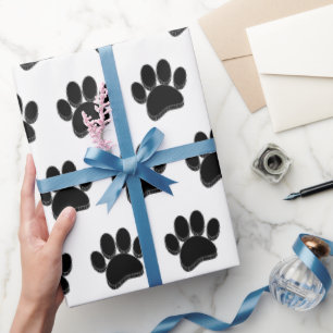 Zwarte Hond Poot Print Hand getrokken Custom Cadeaupapier