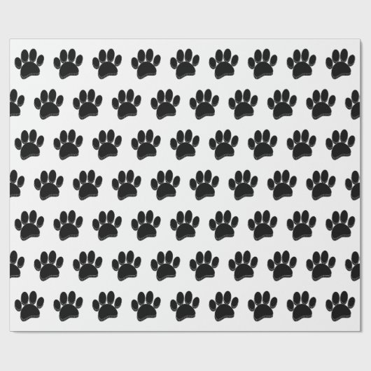 Zwarte Hond Poot Print Hand getrokken Custom Cadeaupapier (Vlak)