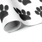 Zwarte Hond Poot Print Hand getrokken Custom Cadeaupapier (Rol Hoek)