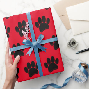 Zwarte Hond Poot Print Hand getrokken Custom Cadeaupapier