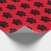 Zwarte Hond Poot Print Hand getrokken Custom Cadeaupapier (Hoek)