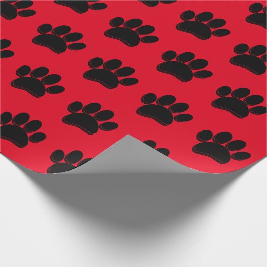 Zwarte Hond Poot Print Hand getrokken Custom Cadeaupapier (Hoek)