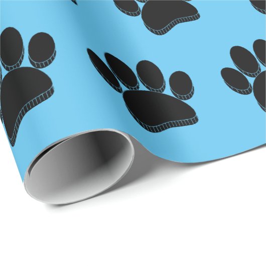 Zwarte Hond Poot Print Hand getrokken Custom Cadeaupapier (Rol Hoek)