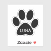 Zwarte Hond Pootafdruk Met Naam Sticker (Vel)
