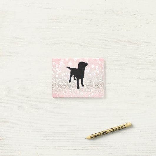Zwarte hond post-it® notes (Op bureau)