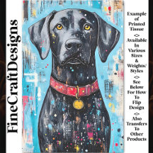 Zwarte hond, rode halsband, kleurrijke verf Z6 Dec