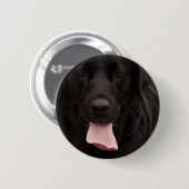 Zwarte hond ronde button 5,7 cm (Voorkant /achterkant)