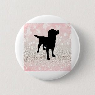 Zwarte hond ronde button 5,7 cm