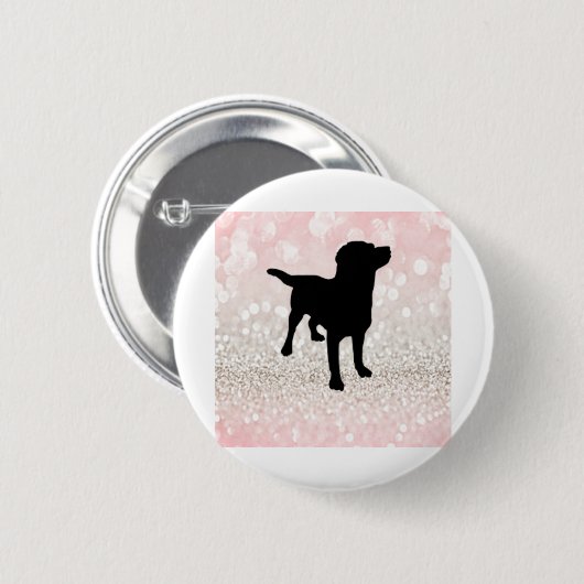 Zwarte hond ronde button 5,7 cm (Voorkant /achterkant)