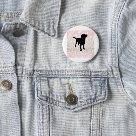Zwarte hond ronde button 5,7 cm (In situ)