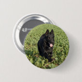 Zwarte hond ronde button 5,7 cm (Voorkant /achterkant)