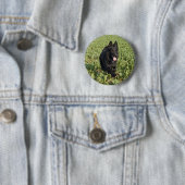 Zwarte hond ronde button 5,7 cm (In situ)