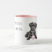 Zwarte Hond Roze Bal Mok (Midden)