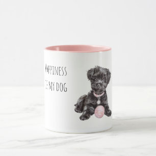 Zwarte Hond Roze Bal Mok