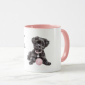 Zwarte Hond Roze Bal Mok (Voorkant rechts)