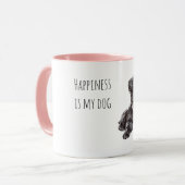 Zwarte Hond Roze Bal Mok (Voorkant links)