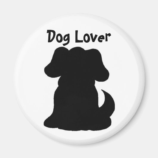 Zwarte Hond Silhouet Magneet (Voorkant)