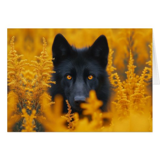 Zwarte Hond Wolf w / Verbluffende Gouden Ogen Blan (Voorkant Horizontaal)