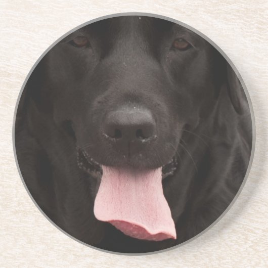 Zwarte hond zandsteen onderzetter (Voorkant)