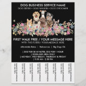 Zwarte Honden bloemen schattige puppies tickets Flyer (Voorkant)