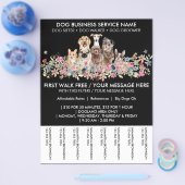 Zwarte Honden bloemen schattige puppies tickets Flyer (Enkel)