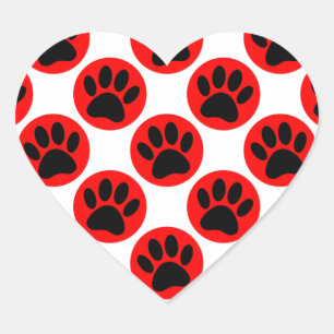 Zwarte honden in rode poka-stippen hart sticker
