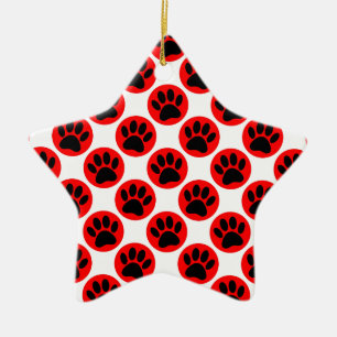 Zwarte honden in rode poka-stippen keramisch ornament