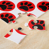 Zwarte honden in rode poka-stippen legpuzzel (Zijkant)