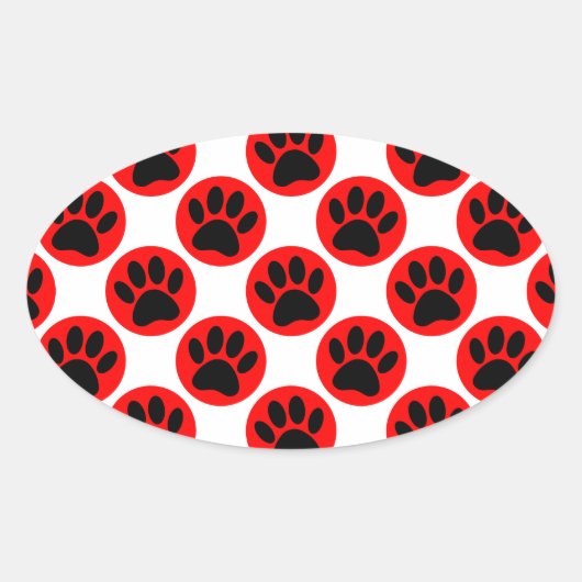 Zwarte honden in rode poka-stippen ovale sticker (Voorkant)