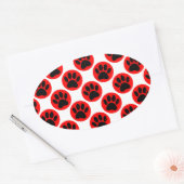 Zwarte honden in rode poka-stippen ovale sticker (Envelop)