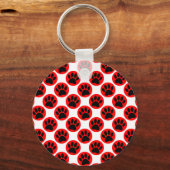 Zwarte honden in rode poka-stippen sleutelhanger (Voorkant)